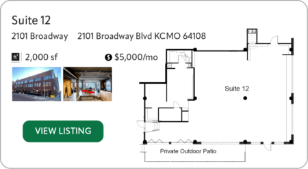 Suite 12 2101 Broadway Blvd kansas City mo 64108 $5000/mo full service 2000 sf